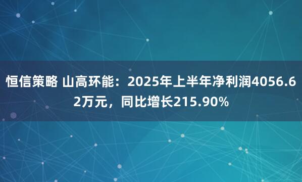 恒信策略 山高环能：2025年上半年净利润4056.62万元，同比增长215.90%